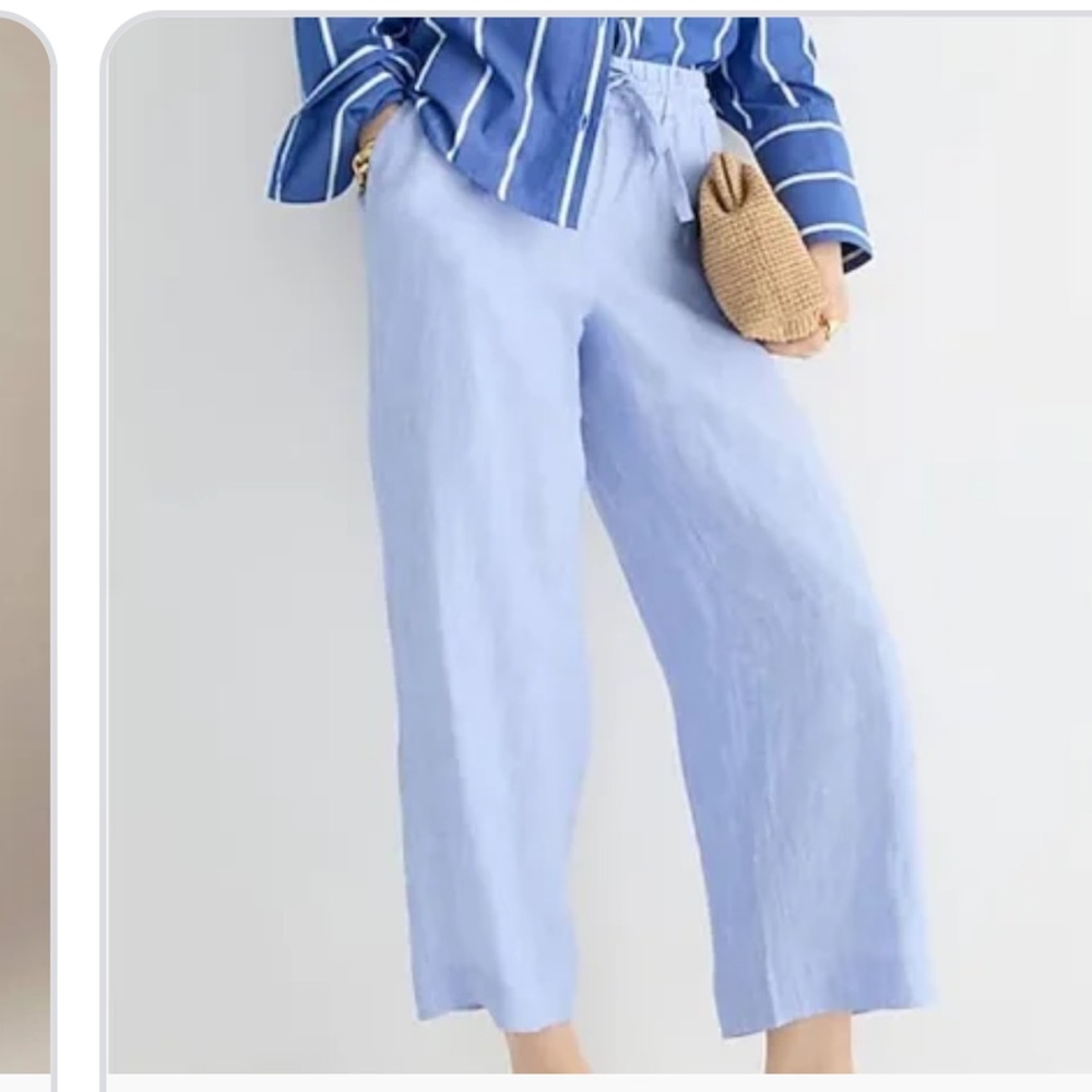 JCrew Wide Leg Cropped Linen Pants